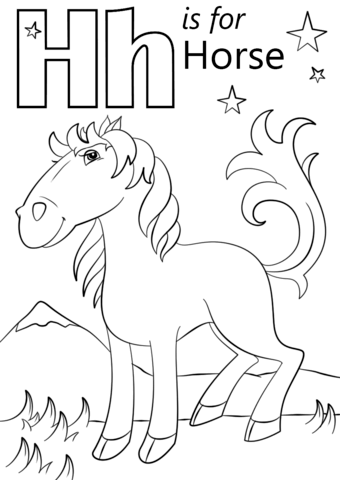 Letter H Is For Horse Coloring Page